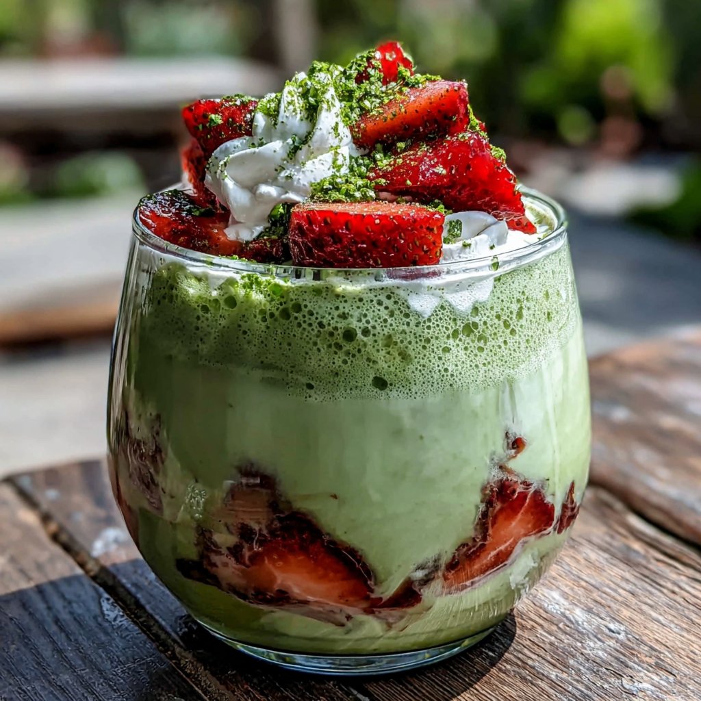 Strawberry Matcha Latte With Milk