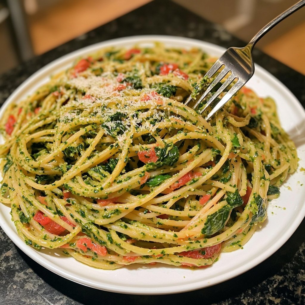 Delicious Spinach Tomato Pasta