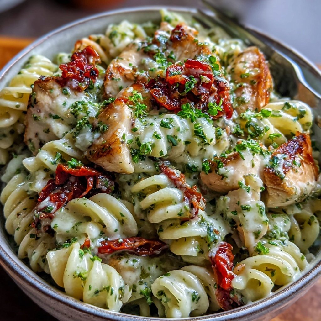 Chicken Pasta With Creamy Pesto Sauce