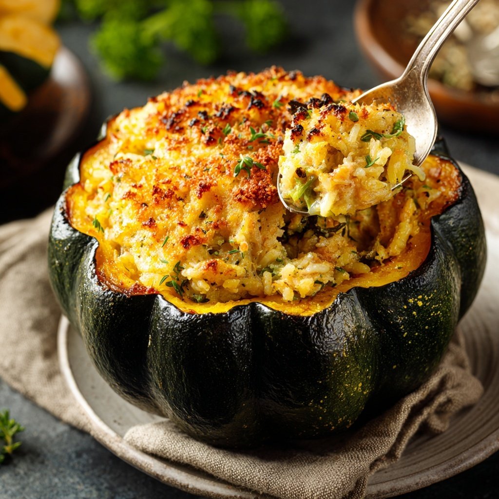 Chicken And Rice Stuffed Acorn Squash