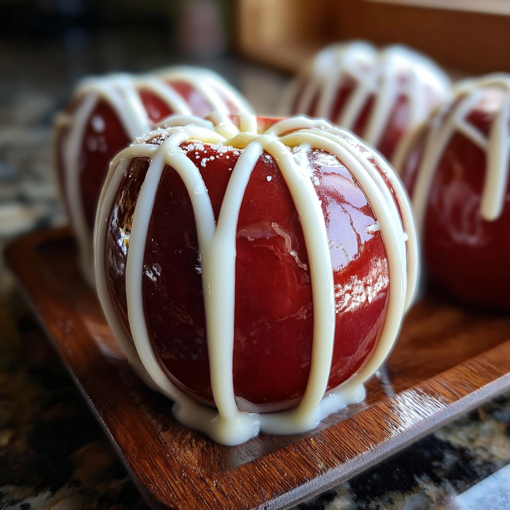 Candy Apple With White Chocolate Drizzle