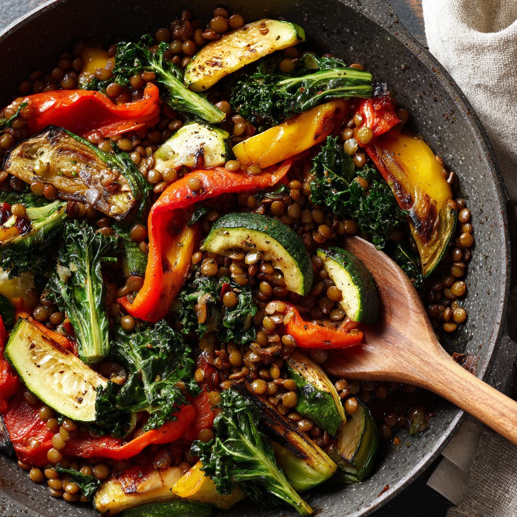 Roasted Veggie Lentil Skillet