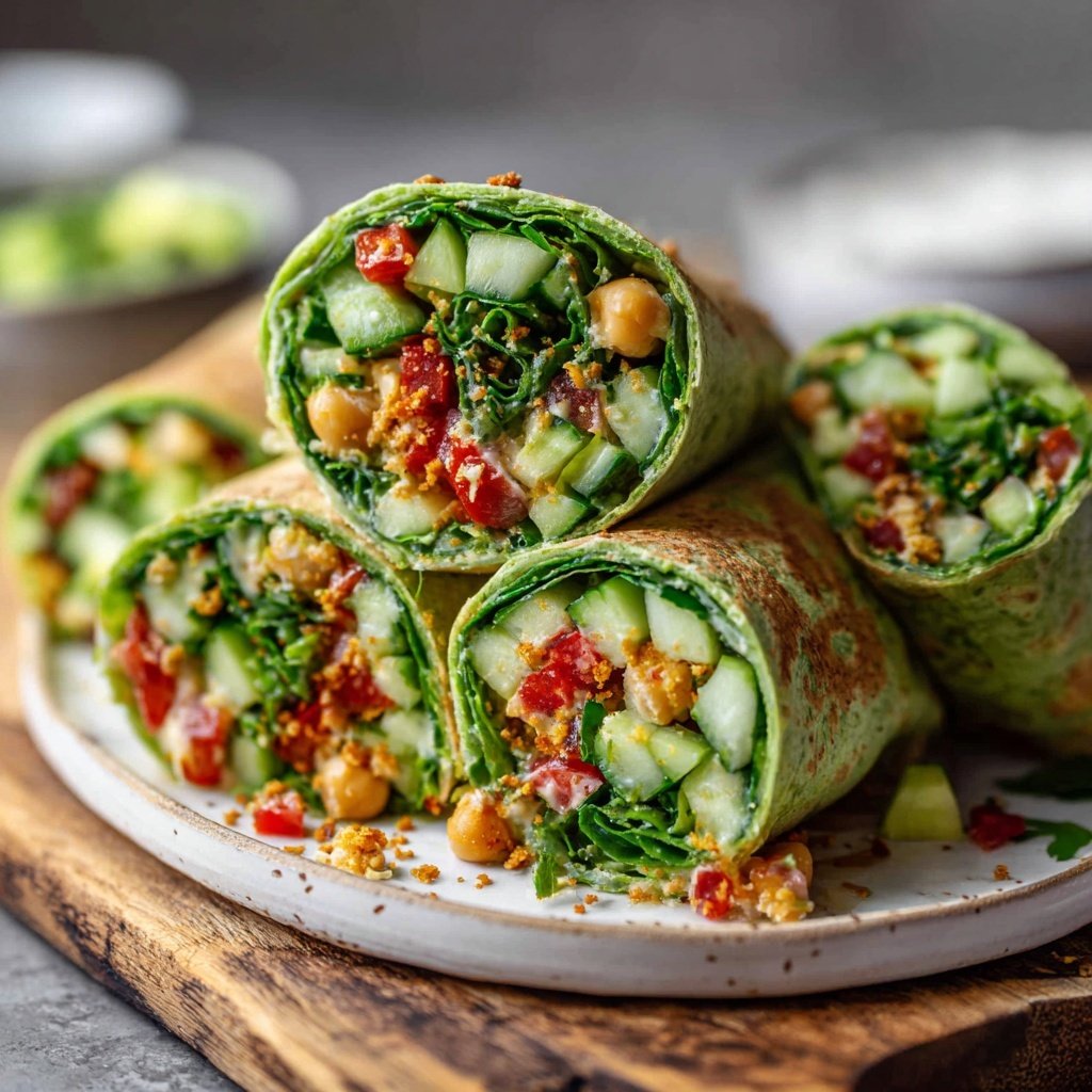 Mediterranean Chickpea Cucumber Wraps