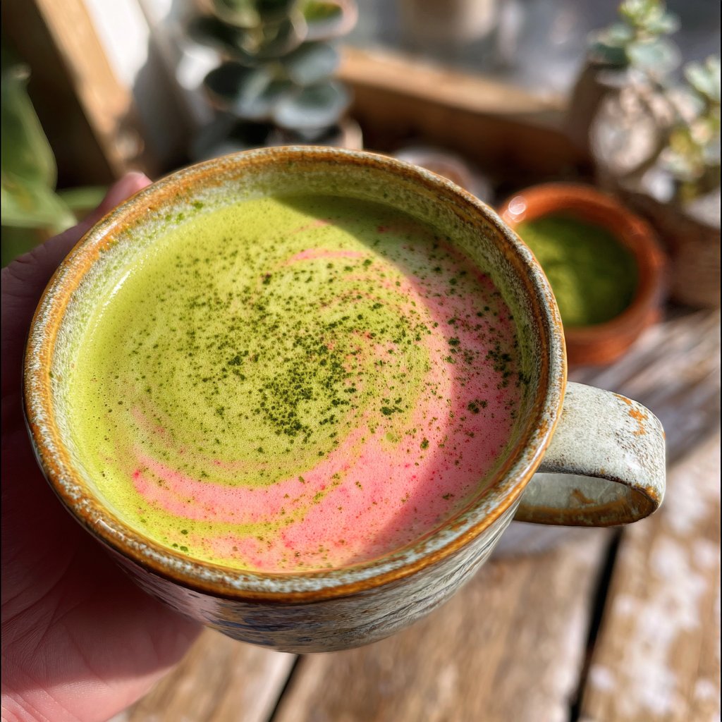 Hot Strawberry Matcha Latte